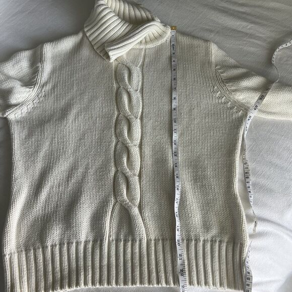 Pendleton Originals Women’s Cableknit Turtleneck Sweater Sz LG Cream 100% Cotton - Picture 10 of 11